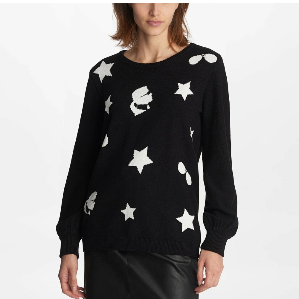 Karl Lagerfeld Paris Women's Black Karl Star Intarsia Sweater